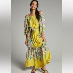 Anthropologie Eliora Off-the-Shoulder Maxi Dress yellow